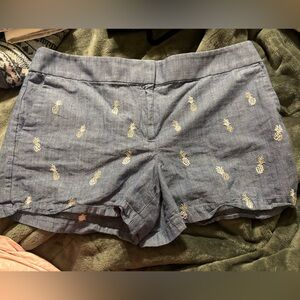 LOFT “the Riveria short” Blue Shorts with Pineapple Embroidery